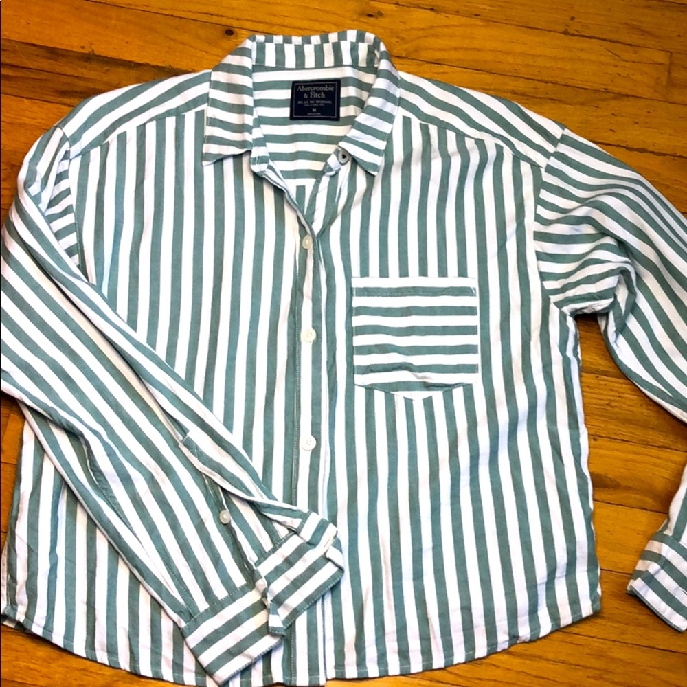 Abercrombie and Fitch Green striped button down.